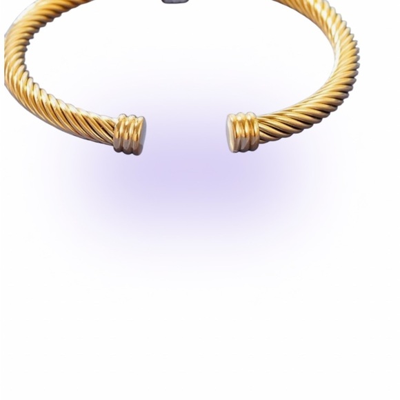 Elegant gold tone cable twisted cuff bangle  Bracelet - Picture 7 of 8